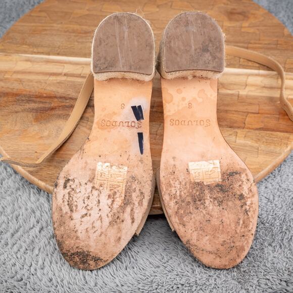 Soludos Anthropologie Capri Espadrilles Block Heel Tan Suede Women’s Size 8 - Picture 6 of 6